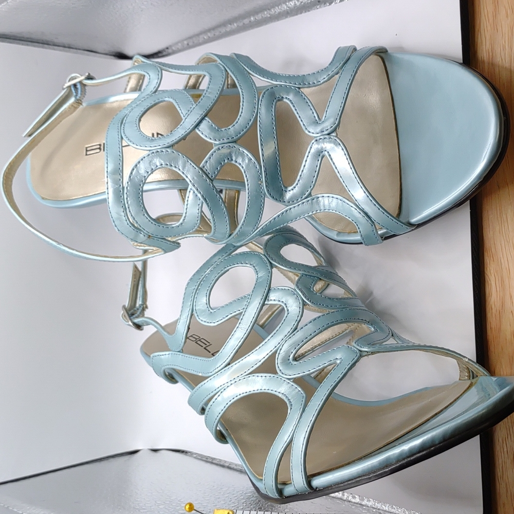 (3) Pairs of size 10-M kitten heeled Bellini sling back strapped sandals.